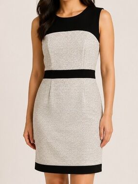 Banana Republic Ivory Black Colourblock Sheath Dress Petite 6P